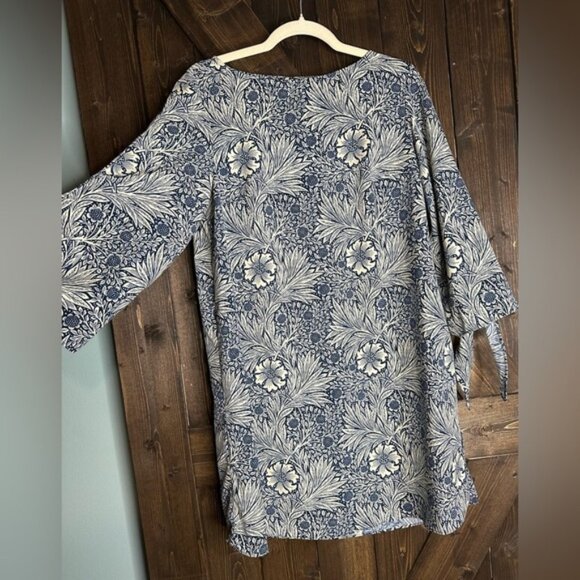 William Morris & Co X H&M Women's Blue Ivory Floral Print Tunic Dress size 8 EUC - Picture 1 of 8